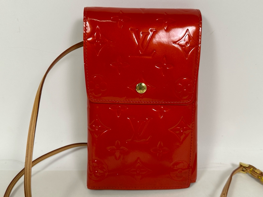 Louis Vuitton Vernis Monogram Walker Shoulder Wallet Handbag Red 4.25 X 7 [Photo 2]