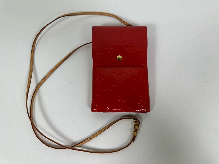 Louis Vuitton Vernis Monogram Walker Shoulder Wallet Handbag Red 4.25 X 7 [Photo 15]