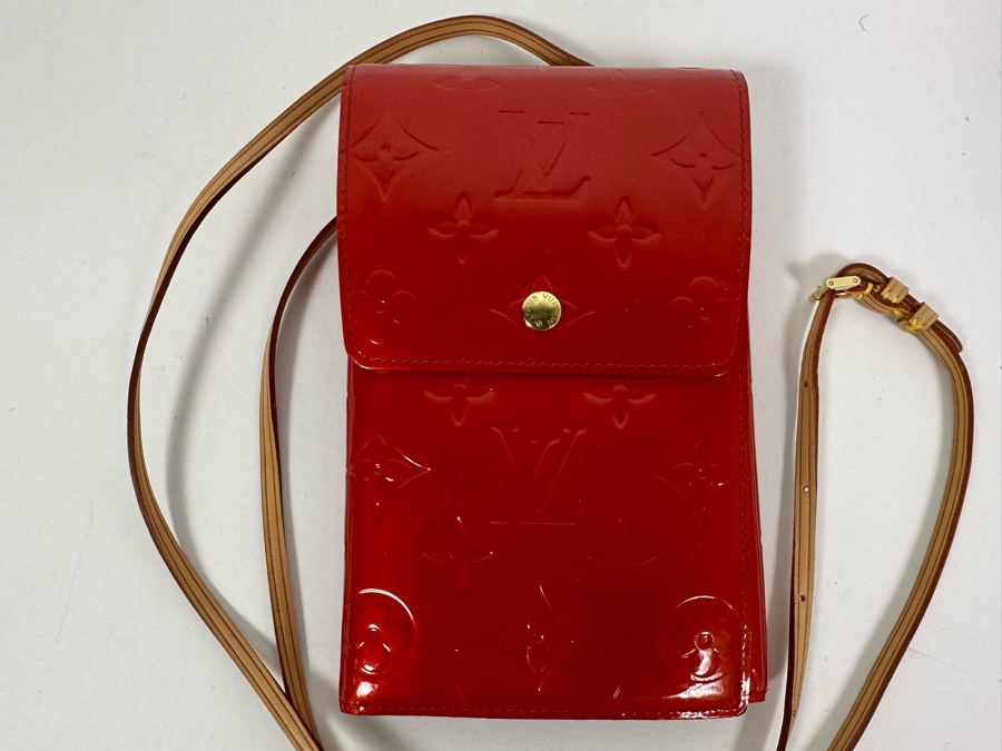 Louis Vuitton Vernis Monogram Walker Shoulder Wallet Handbag Red 4.25 X 7 [Photo 3]