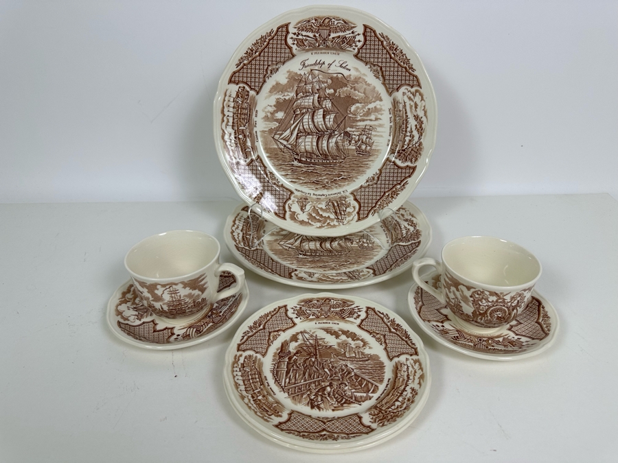 Alfred Meakin Staffordshire England Historial Scenes Of Chinese Export To America Fair Winds China 7 Pieces [Photo 2]