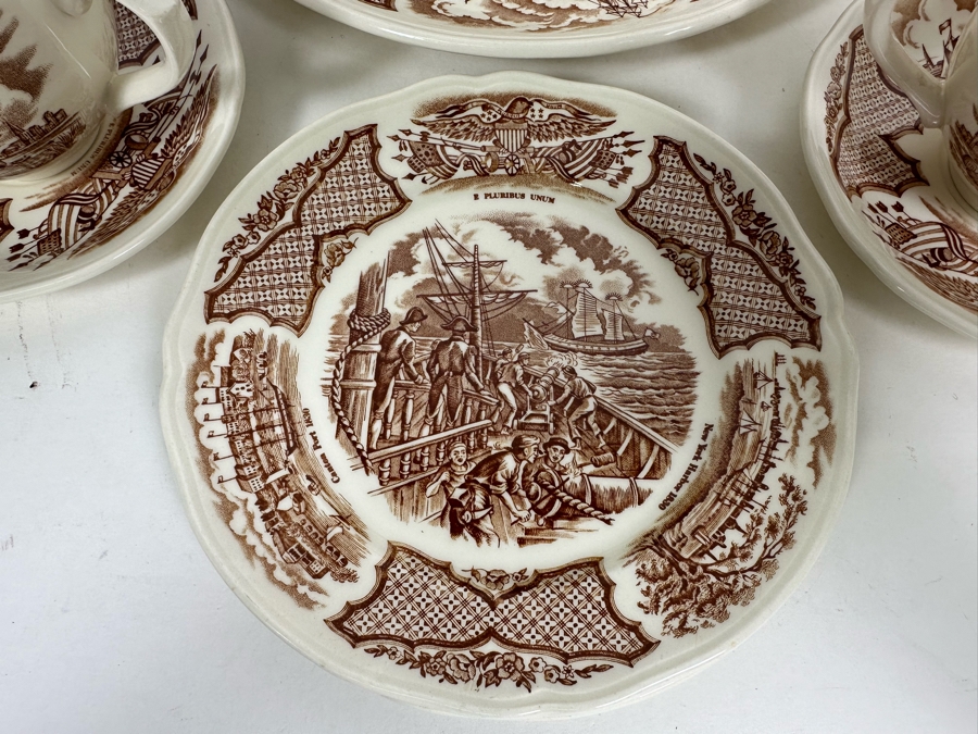 Alfred Meakin Staffordshire England Historial Scenes Of Chinese Export To America Fair Winds China 7 Pieces [Photo 9]