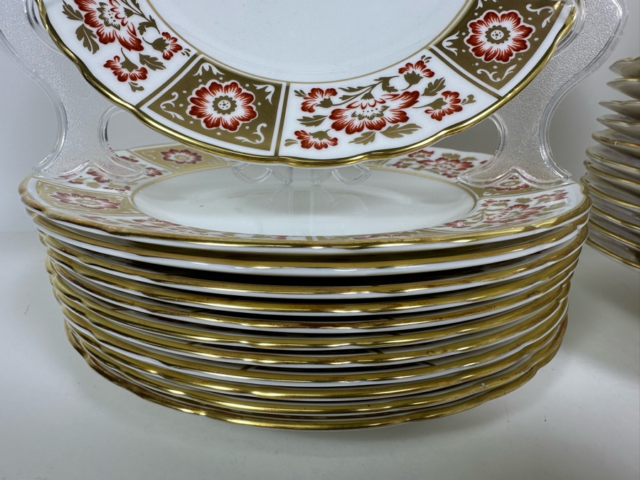 Royal Crown Derby English Bone China Red Derby Panel A.1335 Plates & Bowls 24 Pieces [Photo 7]