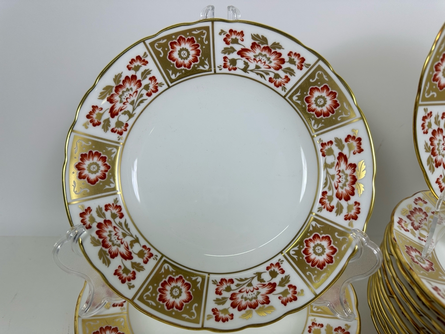 Royal Crown Derby English Bone China Red Derby Panel A.1335 Plates & Bowls 24 Pieces [Photo 4]