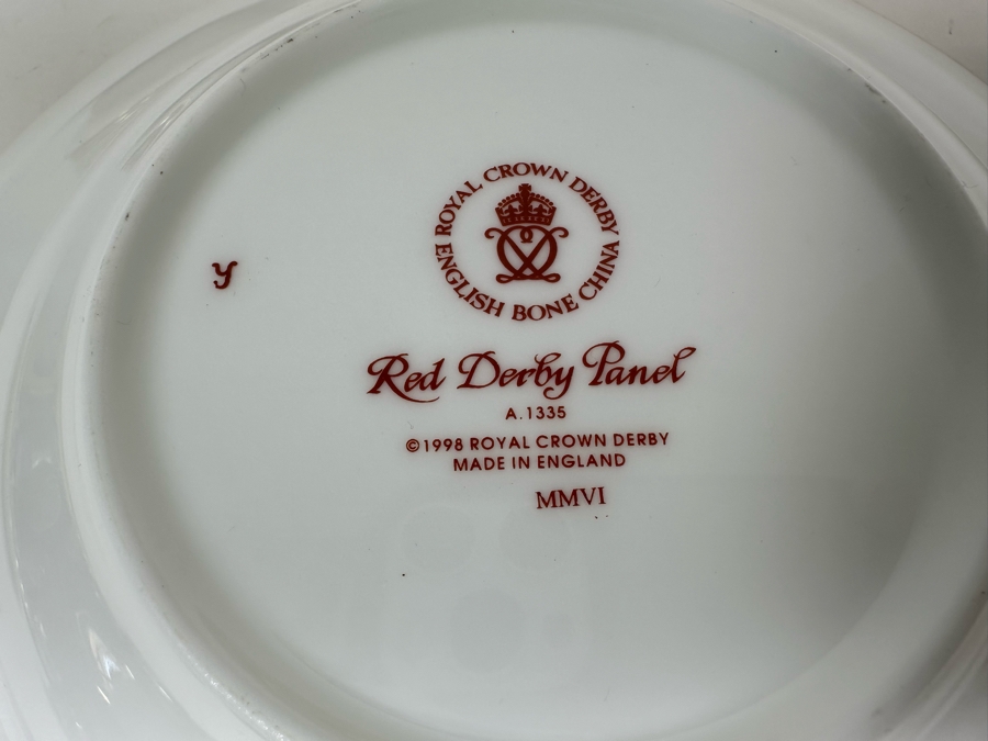 Royal Crown Derby English Bone China Red Derby Panel A.1335 Plates & Bowls 24 Pieces [Photo 10]