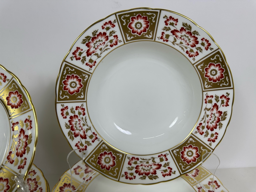 Royal Crown Derby English Bone China Red Derby Panel A.1335 Plates & Bowls 24 Pieces [Photo 5]