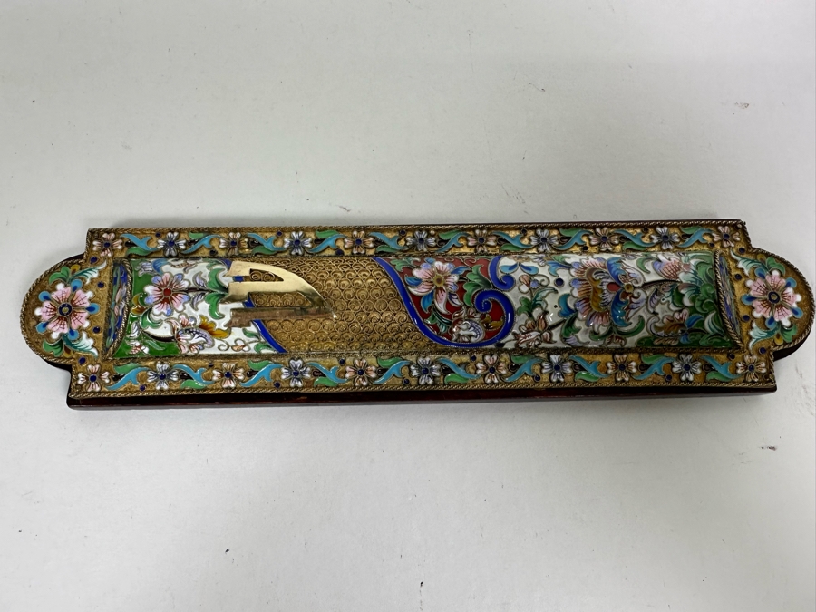 Stunning Russian Judaica Silver Enamel Filigree Mezuzah On Wood Hallmarked 84 9L X 2.25W 154.7g [Photo 15]