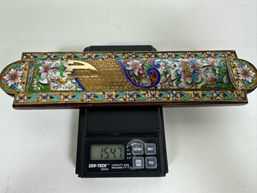 Stunning Russian Judaica Silver Enamel Filigree Mezuzah On Wood Hallmarked 84 9L X 2.25W 154.7g [Photo 20]