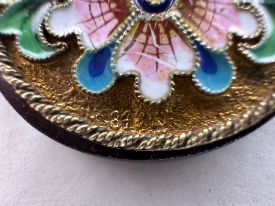 Stunning Russian Judaica Silver Enamel Filigree Mezuzah On Wood Hallmarked 84 9L X 2.25W 154.7g [Photo 11]