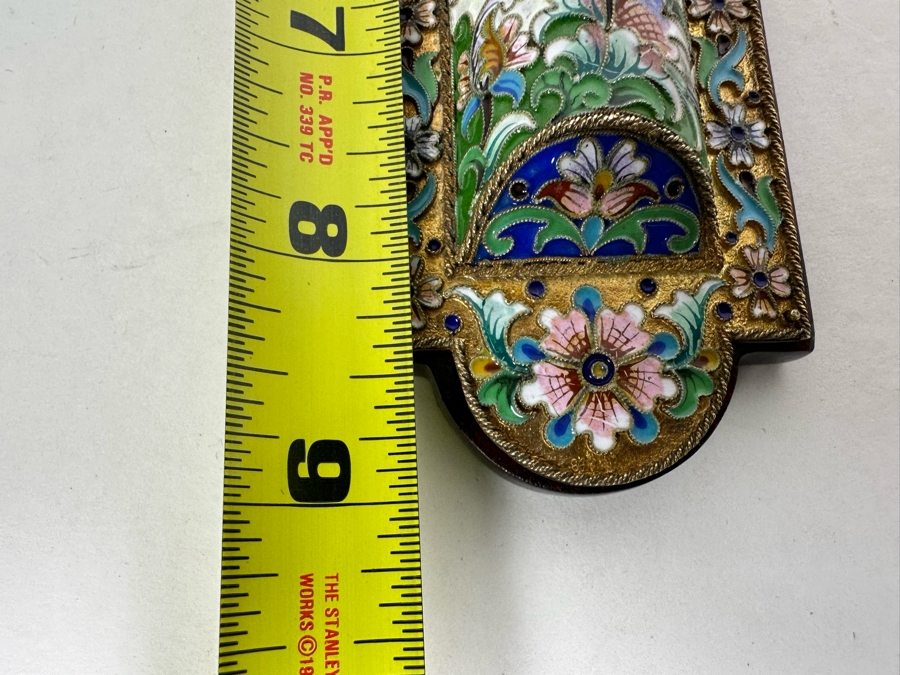 Stunning Russian Judaica Silver Enamel Filigree Mezuzah On Wood Hallmarked 84 9L X 2.25W 154.7g [Photo 21]