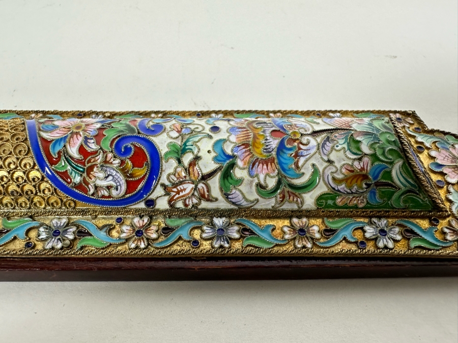 Stunning Russian Judaica Silver Enamel Filigree Mezuzah On Wood ...