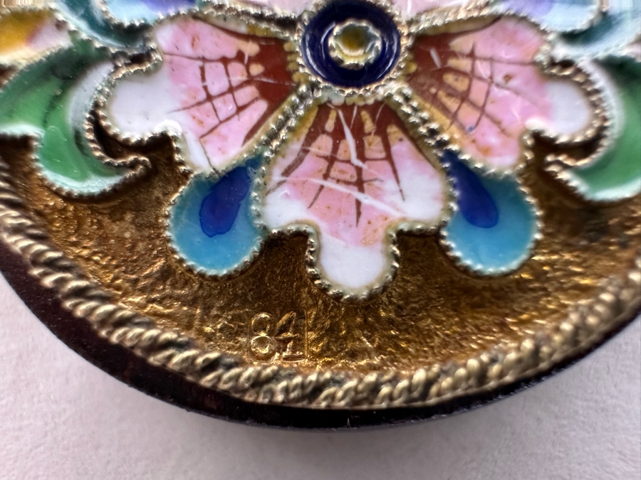 Stunning Russian Judaica Silver Enamel Filigree Mezuzah On Wood Hallmarked 84 9L X 2.25W 154.7g [Photo 12]