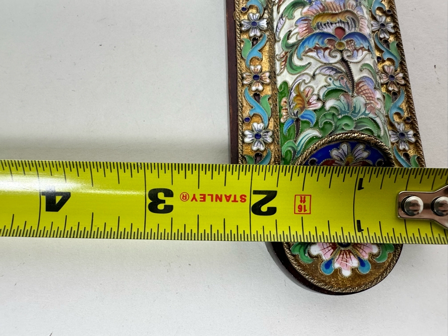 Stunning Russian Judaica Silver Enamel Filigree Mezuzah On Wood Hallmarked 84 9L X 2.25W 154.7g [Photo 22]