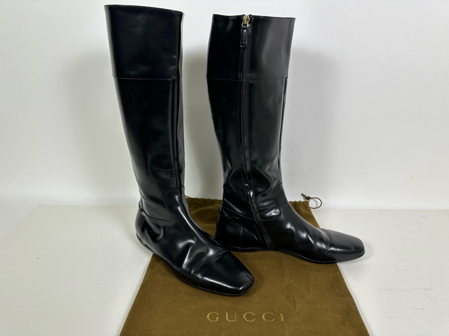 GUCCI Black Leather Boots Size 39 1/2 - 9 US [Photo 3]