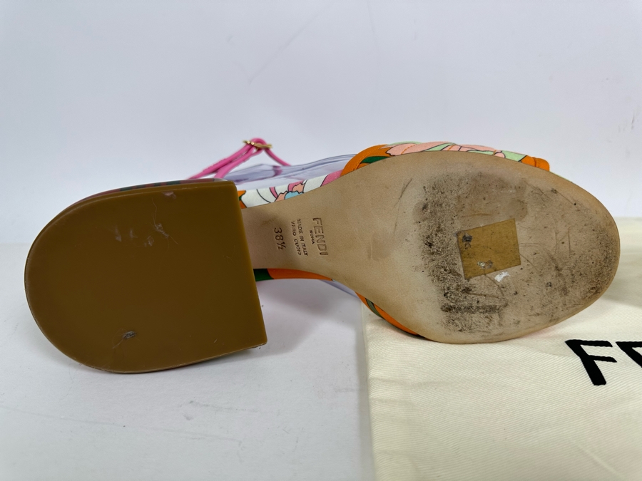 FENDI Promenade Floral Print Sandals 38 1/2 US Size 8.5 [Photo 12]