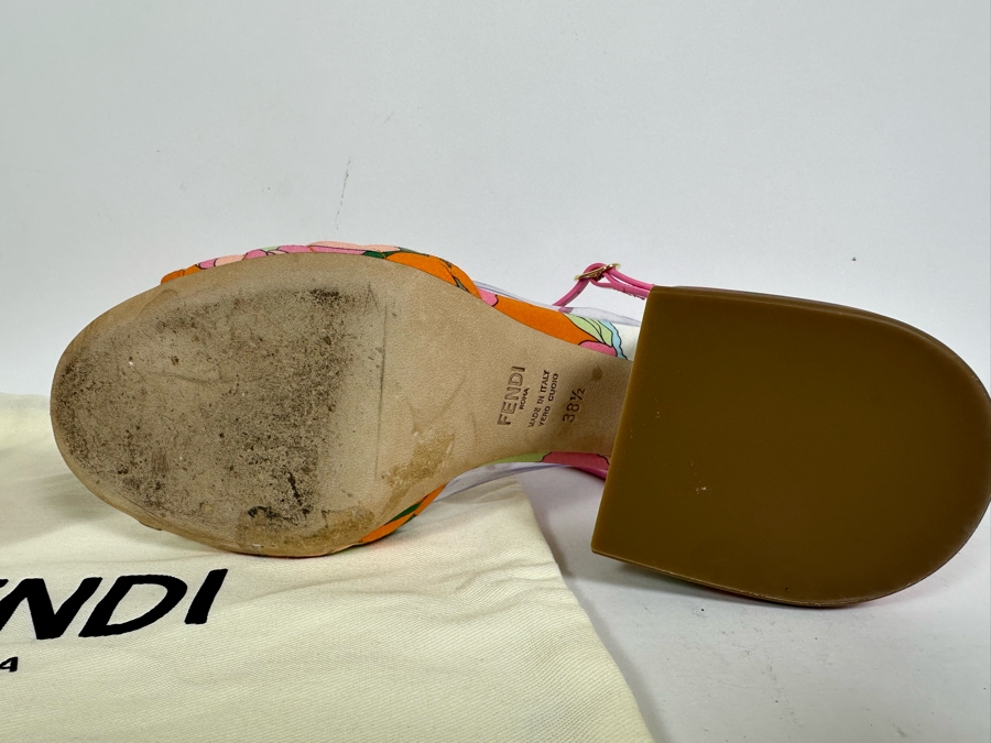 FENDI Promenade Floral Print Sandals 38 1/2 US Size 8.5 [Photo 14]