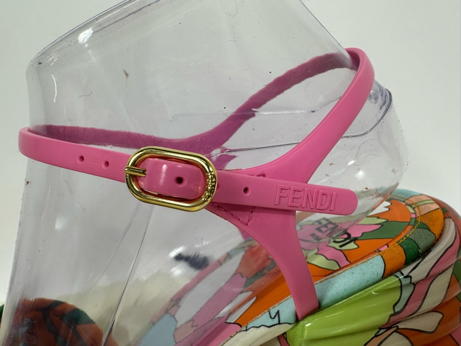 FENDI Promenade Floral Print Sandals 38 1/2 US Size 8.5 [Photo 6]