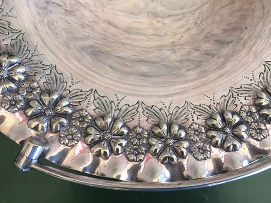 Silverplate Footed Fluted Bowl with Handle [Photo 4]