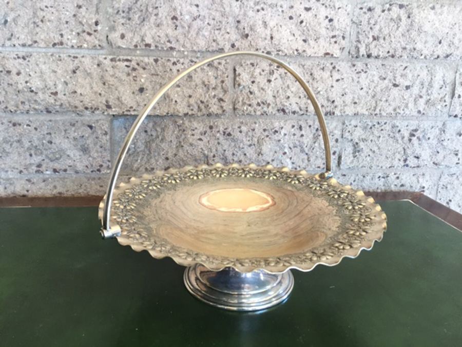 Silverplate Footed Fluted Bowl with Handle