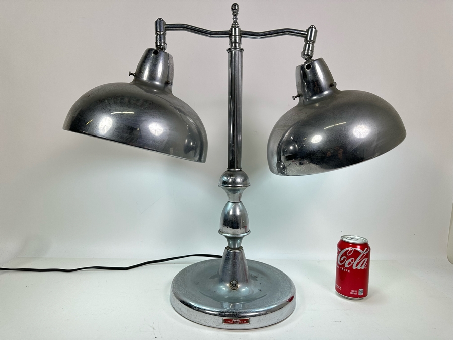 Apollo Electric Co Art Deco Chrome Bankers Jeweler's Desk Lamp 25W X 23H [Photo 3]