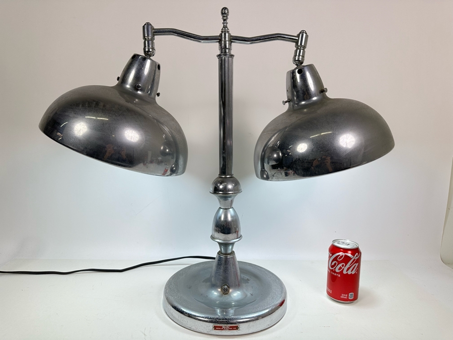 Apollo Electric Co Art Deco Chrome Bankers Jeweler's Desk Lamp 25W X 23H [Photo 5]