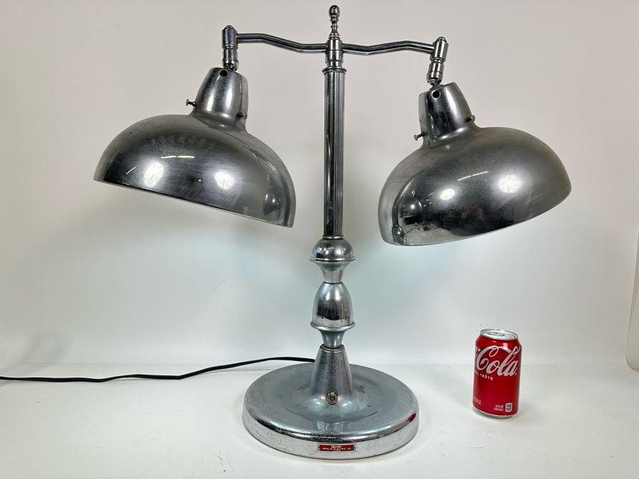 Apollo Electric Co Art Deco Chrome Bankers Jeweler's Desk Lamp 25W X 23H [Photo 2]