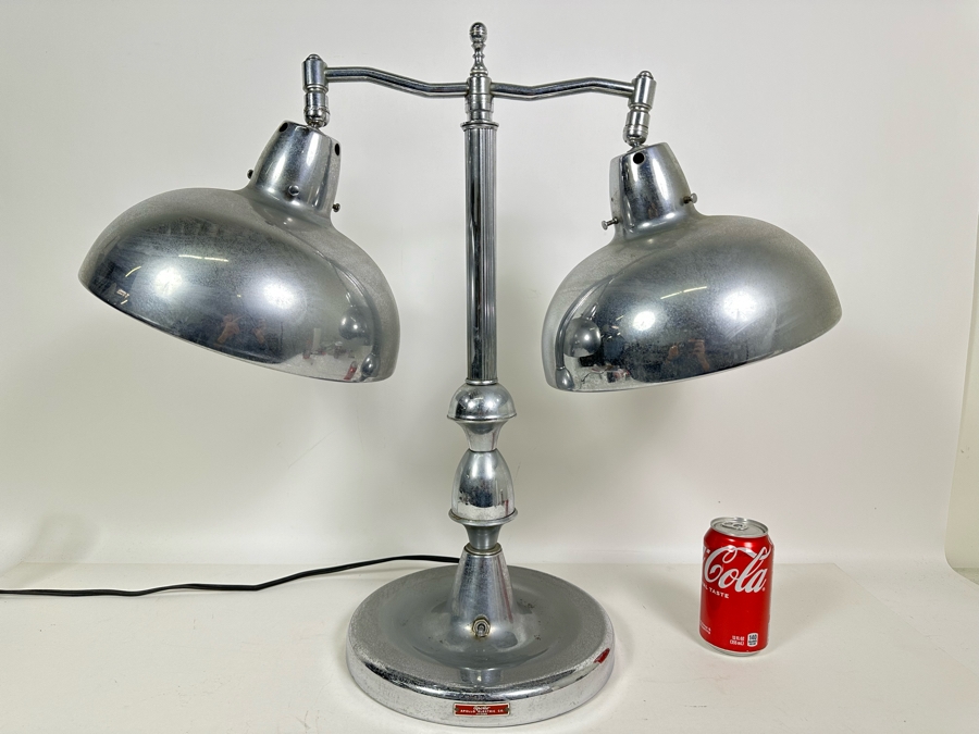 Apollo Electric Co Art Deco Chrome Bankers Jeweler's Desk Lamp 25W X 23H [Photo 10]