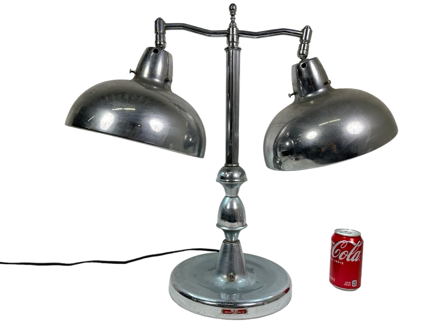 Apollo Electric Co Art Deco Chrome Bankers Jeweler's Desk Lamp 25W X 23H