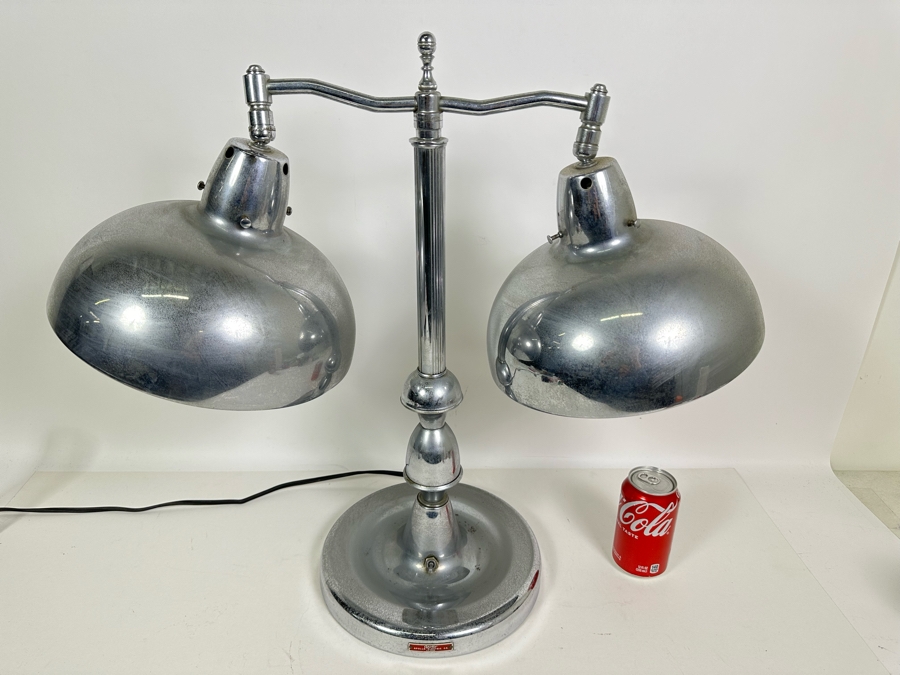 Apollo Electric Co Art Deco Chrome Bankers Jeweler's Desk Lamp 25W X 23H [Photo 12]