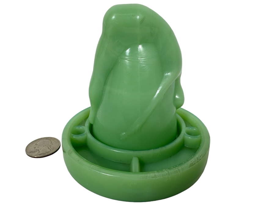 McKee Style Art Deco Bottoms Up Shot Glass Cup With Coaster Jadeite 4W X 4H [Photo 2]