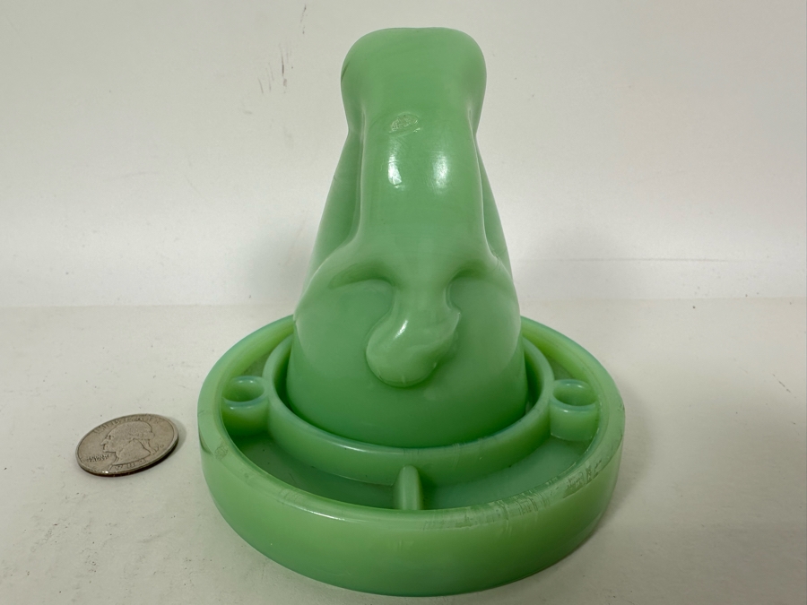 McKee Style Art Deco Bottoms Up Shot Glass Cup With Coaster Jadeite 4W X 4H [Photo 5]