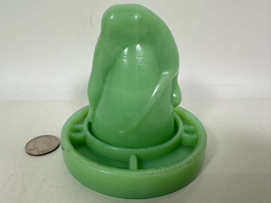 McKee Style Art Deco Bottoms Up Shot Glass Cup With Coaster Jadeite 4W X 4H [Photo 3]