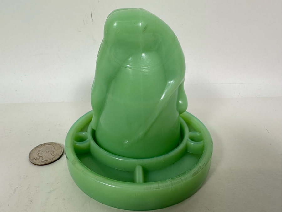 McKee Style Art Deco Bottoms Up Shot Glass Cup With Coaster Jadeite 4W X 4H [Photo 4]