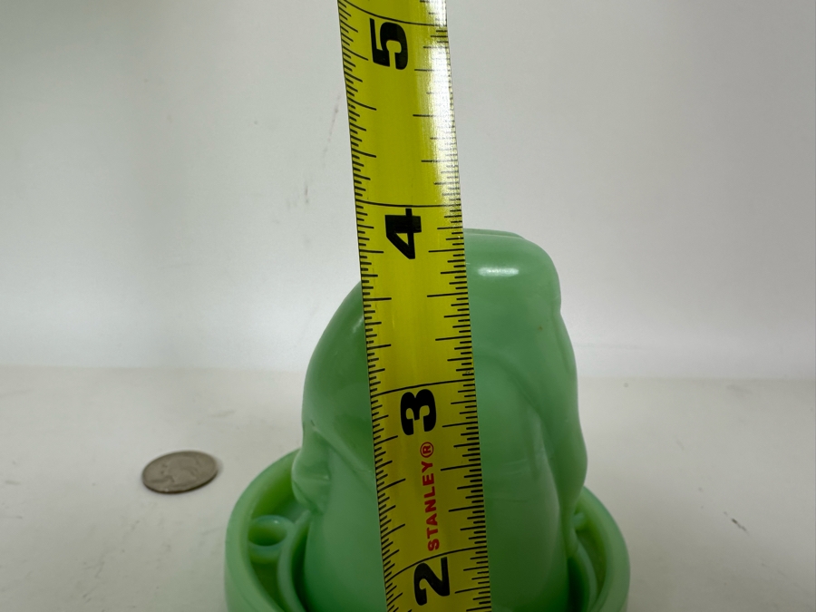 McKee Style Art Deco Bottoms Up Shot Glass Cup With Coaster Jadeite 4W X 4H [Photo 14]