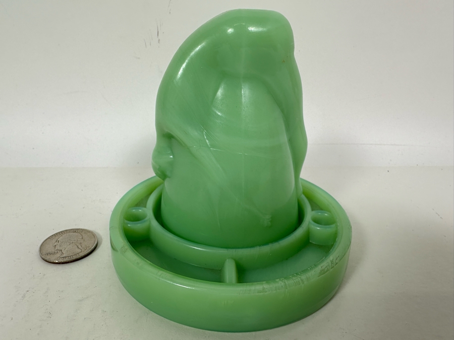 McKee Style Art Deco Bottoms Up Shot Glass Cup With Coaster Jadeite 4W X 4H [Photo 6]