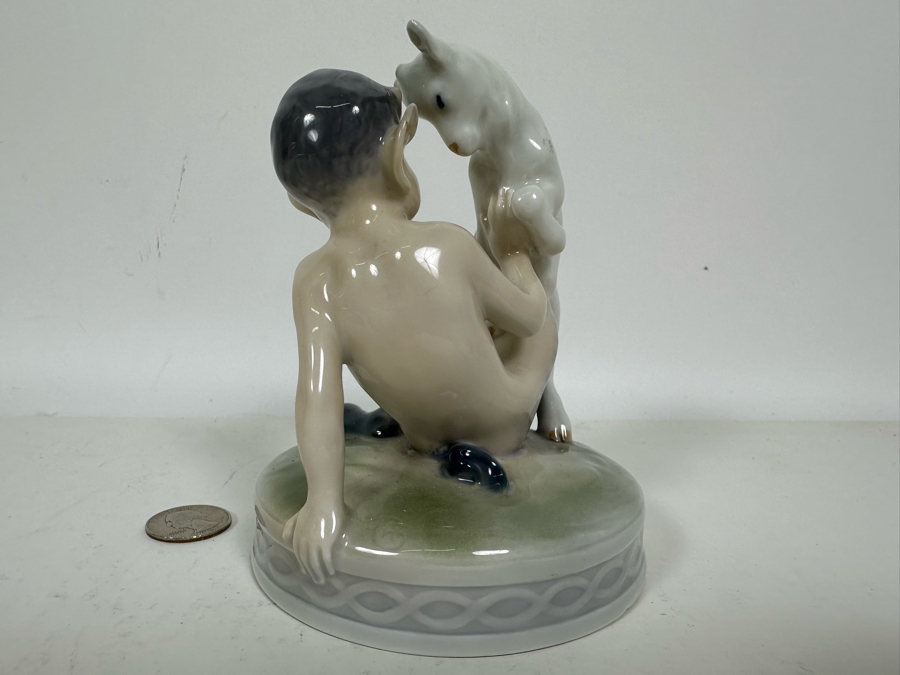 Royal Copenhagen Denmark Porcelain Figurine Faun with Goat #498 4.25W X 5H [Photo 9]