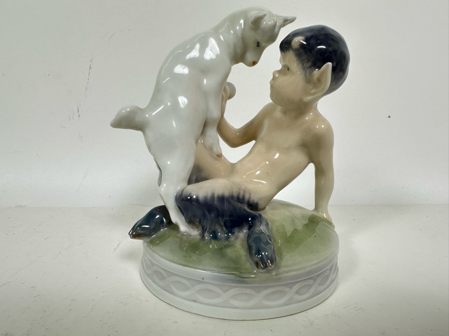 Royal Copenhagen Denmark Porcelain Figurine Faun with Goat #498 4.25W X 5H [Photo 4]