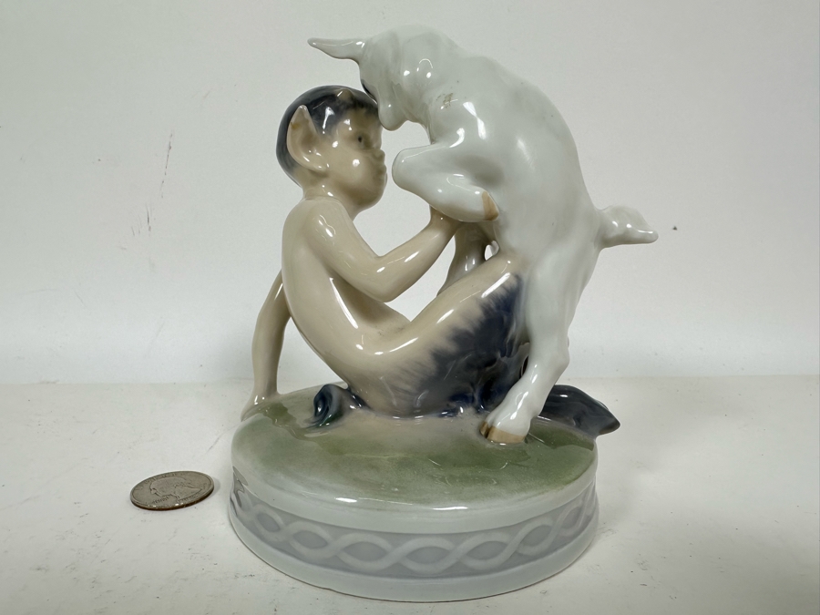 Royal Copenhagen Denmark Porcelain Figurine Faun with Goat #498 4.25W X 5H [Photo 7]