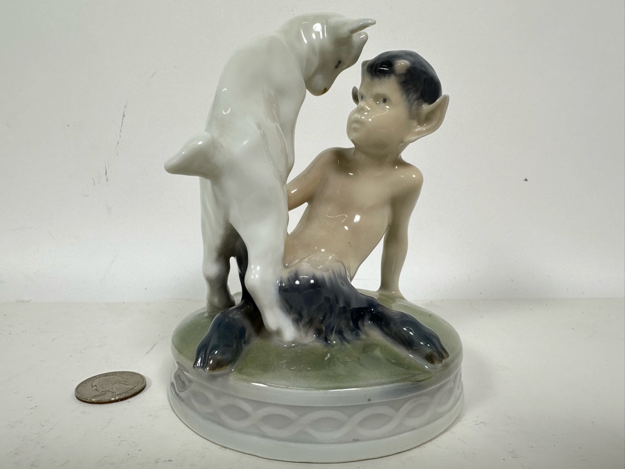 Royal Copenhagen Denmark Porcelain Figurine Faun with Goat #498 4.25W X 5H [Photo 2]