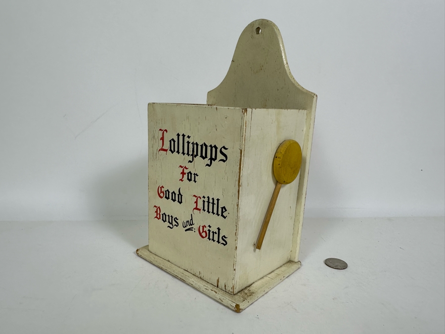 Vintage 1957 Cornwall Wood Products 'Lollipops For Good Little Boys And Girls' Wall Hanging Display Made In South Paris, Maine 6W X 4.5D X 10H [Photo 8]