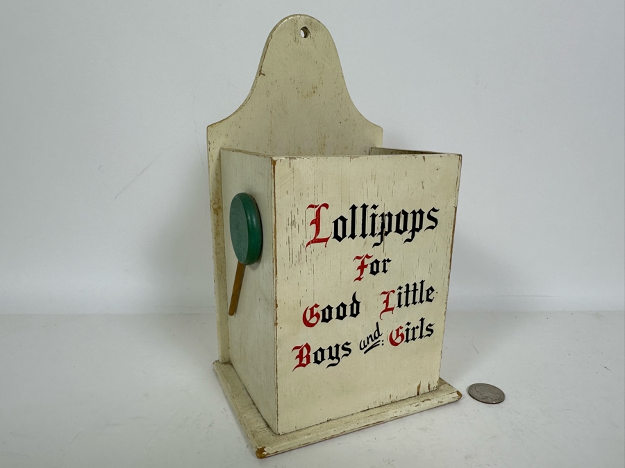 Vintage 1957 Cornwall Wood Products 'Lollipops For Good Little Boys And Girls' Wall Hanging Display Made In South Paris, Maine 6W X 4.5D X 10H [Photo 4]
