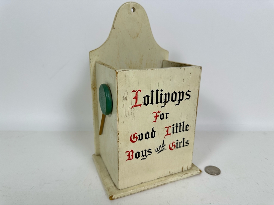 Vintage 1957 Cornwall Wood Products 'Lollipops For Good Little Boys And Girls' Wall Hanging Display Made In South Paris, Maine 6W X 4.5D X 10H [Photo 5]