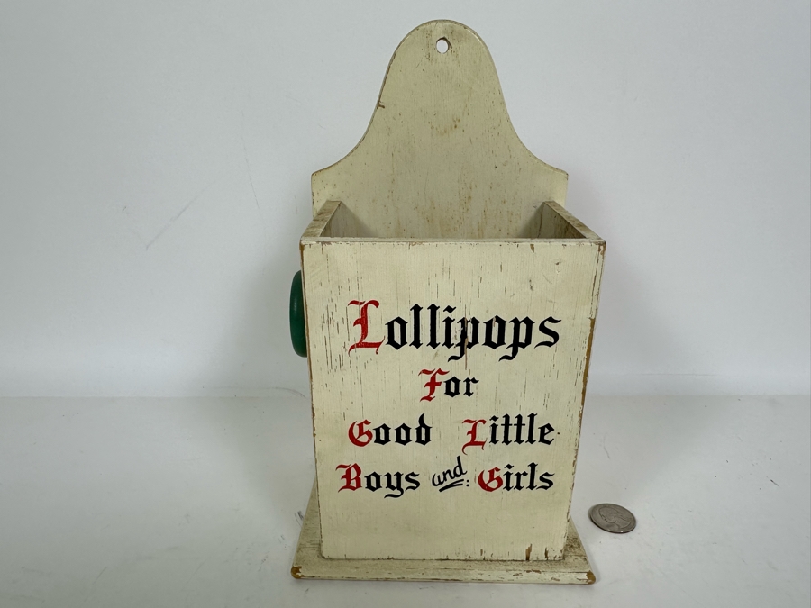 Vintage 1957 Cornwall Wood Products 'Lollipops For Good Little Boys And Girls' Wall Hanging Display Made In South Paris, Maine 6W X 4.5D X 10H [Photo 3]