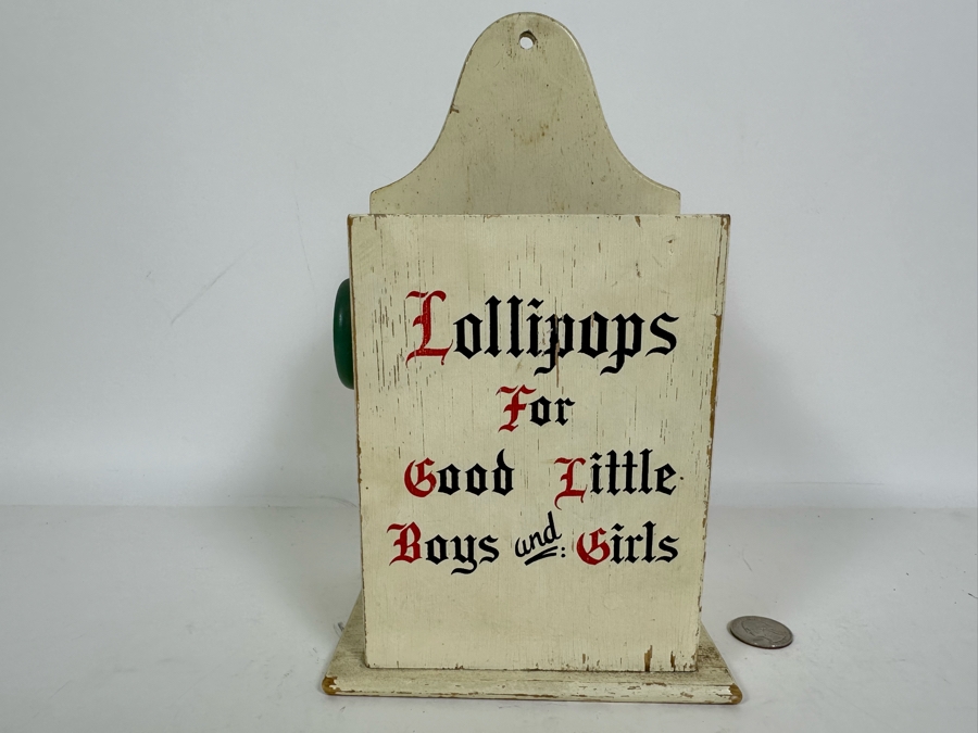 Vintage 1957 Cornwall Wood Products 'Lollipops For Good Little Boys And Girls' Wall Hanging Display Made In South Paris, Maine 6W X 4.5D X 10H [Photo 2]