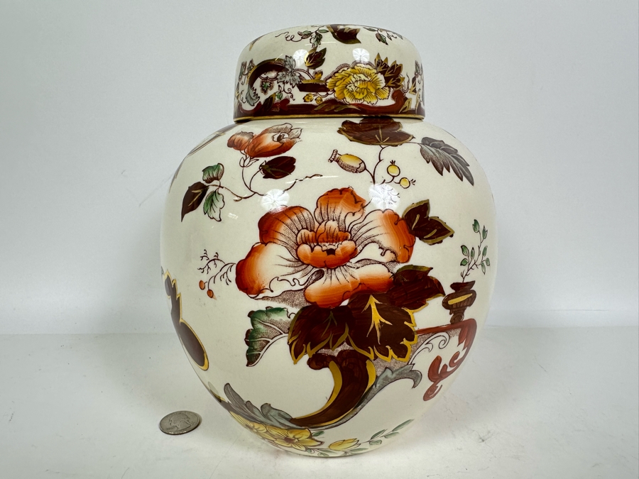 Mason's Ironstone 'Brown Velvet' Jar With Lid Made In England 7W X 9H [Photo 2]