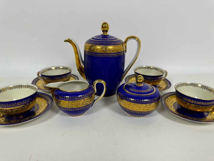 Bavaria China Coffee Pot 6.5H, Creamer And Sugar With Four Demitasse Cups & Saucers Made In Germany [Photo 3]