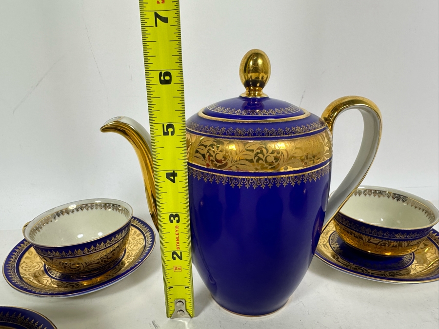 Bavaria China Coffee Pot 6.5H, Creamer And Sugar With Four Demitasse Cups & Saucers Made In Germany [Photo 16]