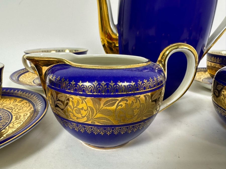 Bavaria China Coffee Pot 6.5H, Creamer And Sugar With Four Demitasse Cups & Saucers Made In Germany [Photo 4]