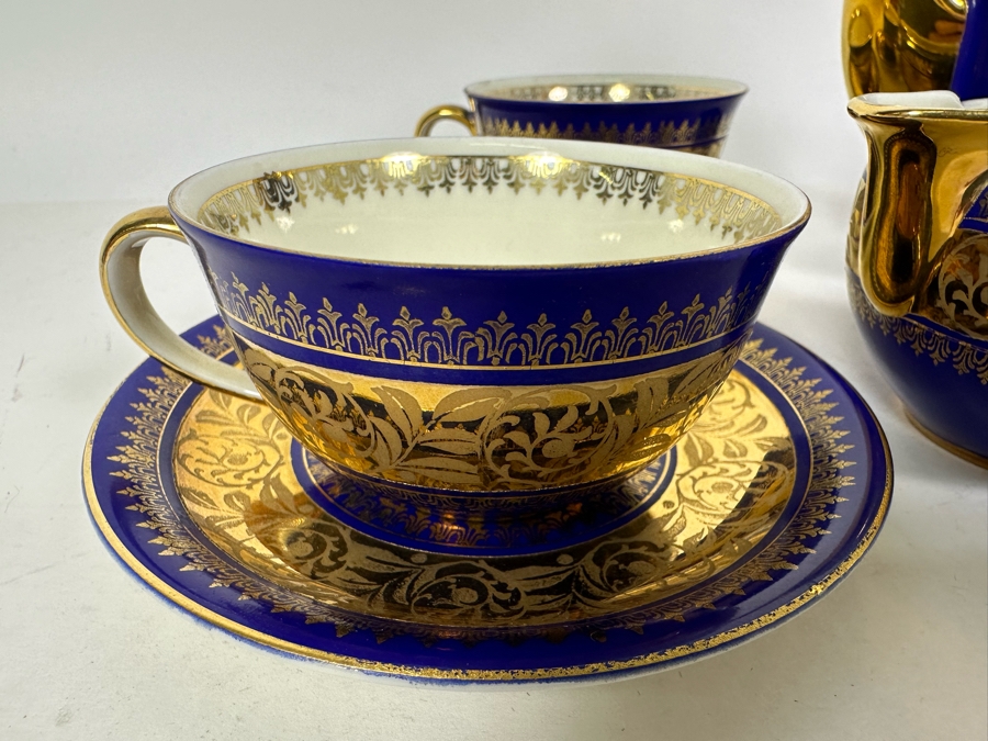 Bavaria China Coffee Pot 6.5H, Creamer And Sugar With Four Demitasse Cups & Saucers Made In Germany [Photo 5]