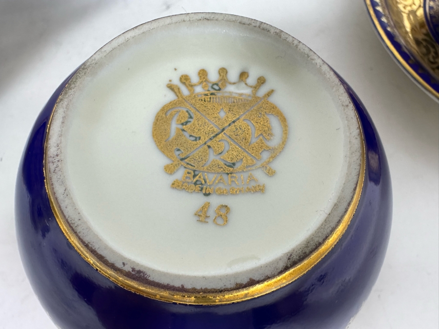 Bavaria China Coffee Pot 6.5H, Creamer And Sugar With Four Demitasse Cups & Saucers Made In Germany [Photo 13]