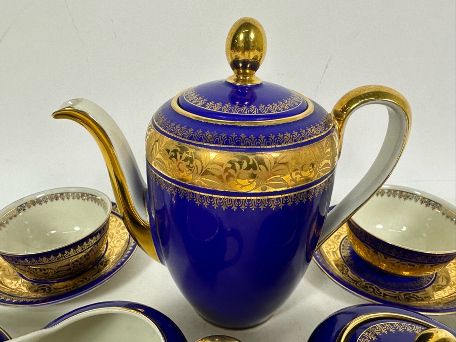 Bavaria China Coffee Pot 6.5H, Creamer And Sugar With Four Demitasse Cups & Saucers Made In Germany [Photo 8]